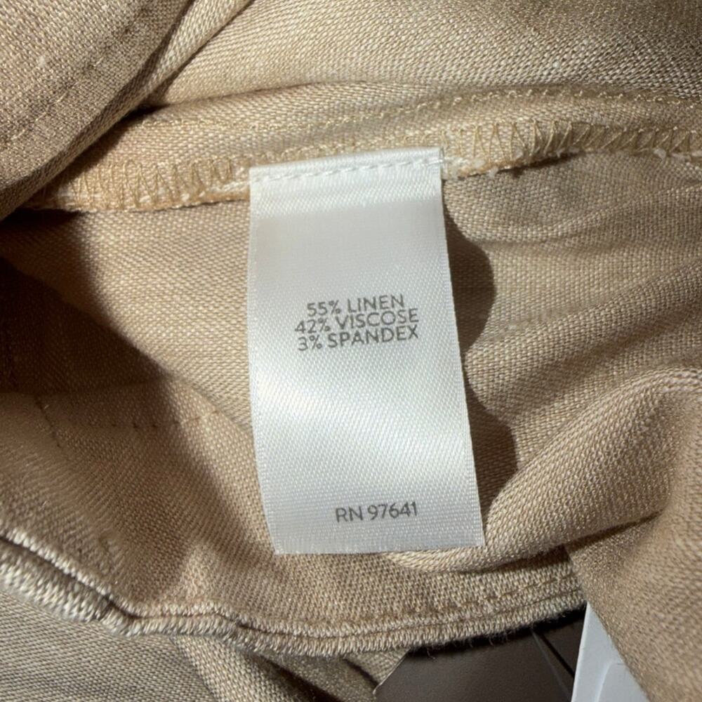 J.Jill Linen Stretch Pull-On Ankle Pants Button Hem Tan Beige Size Medium NWT - Picture 6 of 6